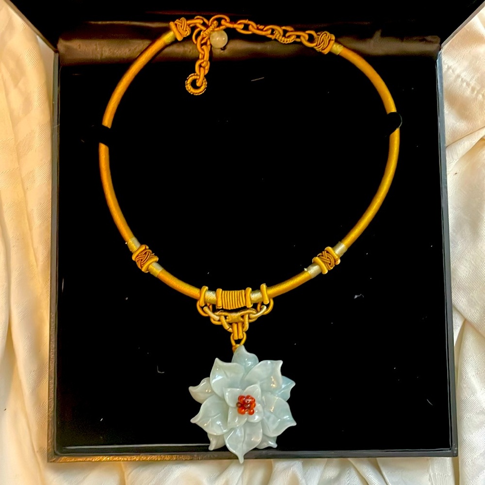 Jade Flower Hand Woven Necklace